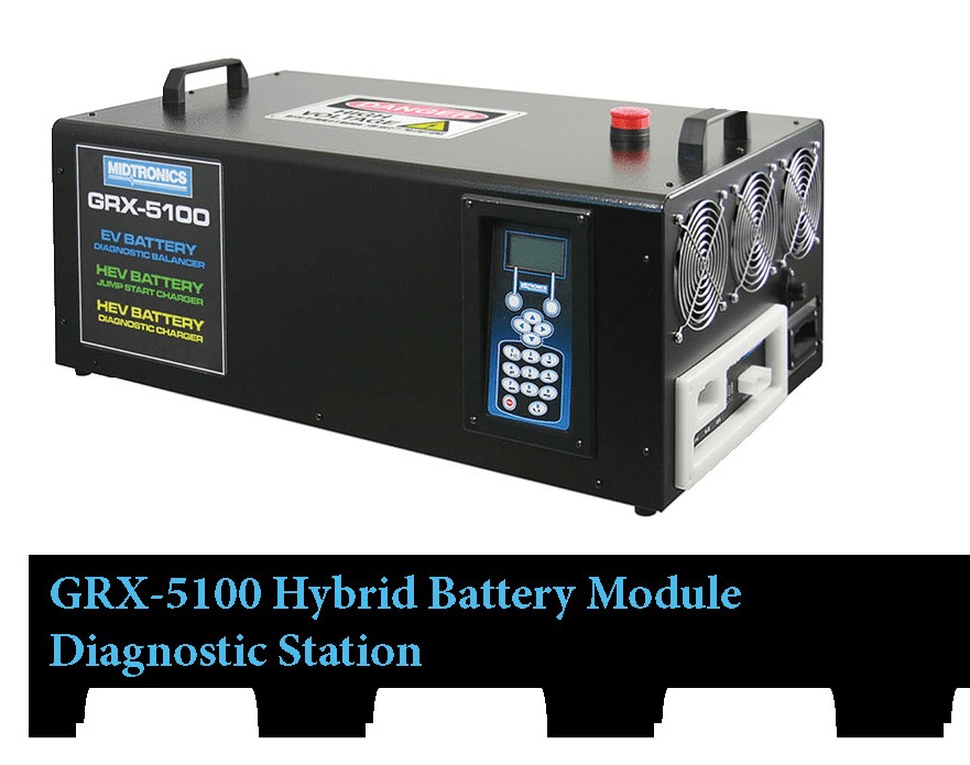 Midtronics GRX-5100 Hybrid Battery Pack Diagnostic Station performing full pack service, including balancing, full discharge and diagnostics