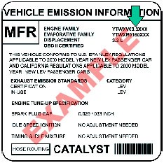 Vehicle Emission Information Label